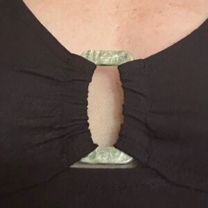 Tropical Escape Black Bathing Suit Beach Cover-Up Dress V-Neck SZ M